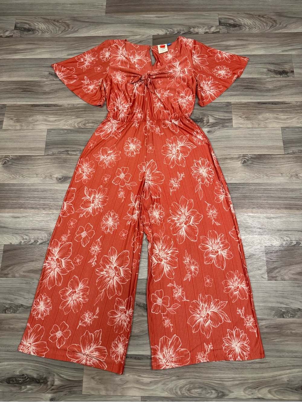 Farm Rio for Anthropologie Jacobella Jumpsuit Size Medium Red Floral Wide Leg